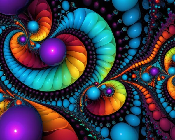 Vibrant Fractal Design with Bright Color Blends