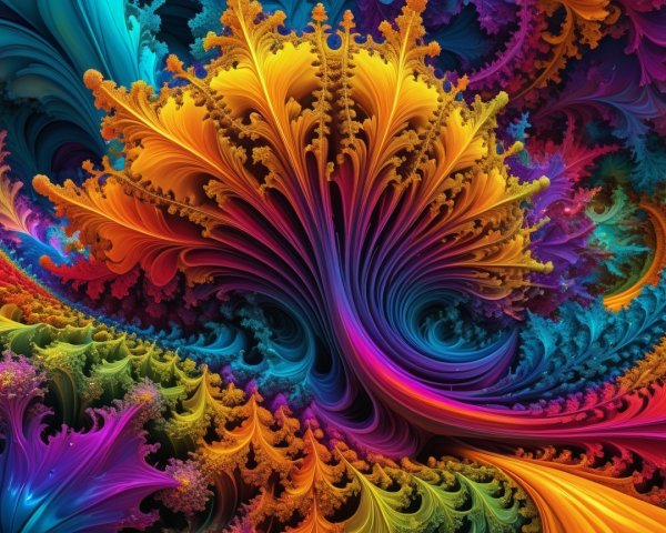 Intricate Fractal Design with Vibrant Color Explosion