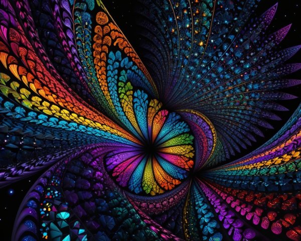 Vibrant Fractal Pattern Resembling Cosmic Vortex