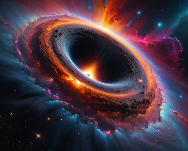 Black Hole Surrounded by Colorful Cosmic Clouds
