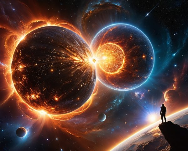 Cosmic Collision of Celestial Bodies in Space
