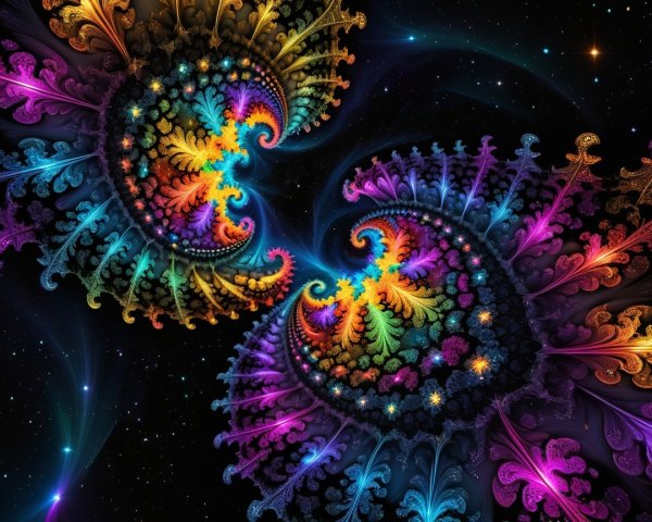 Fractal Design with Swirling Patterns and Vibrant Colors