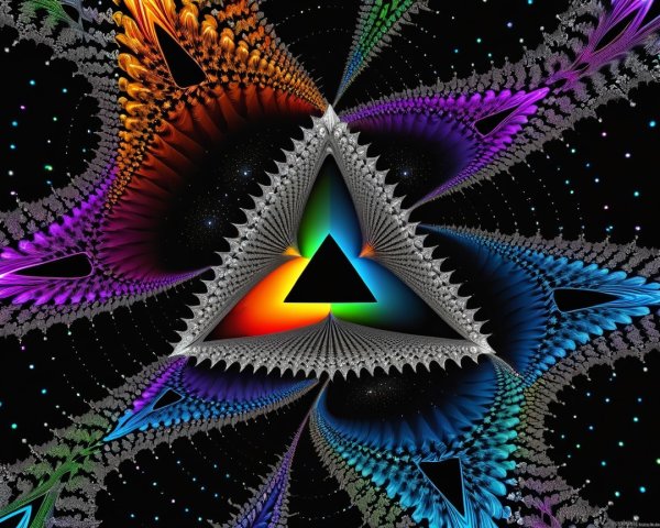 Fractal Image with Central Triangle and Color Segments