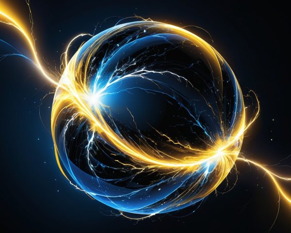 Abstract Design of Blue and Gold Energy Swirls