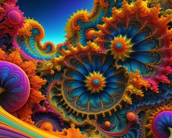 Vibrant Fractal Patterns in Rich Colors and Shapes