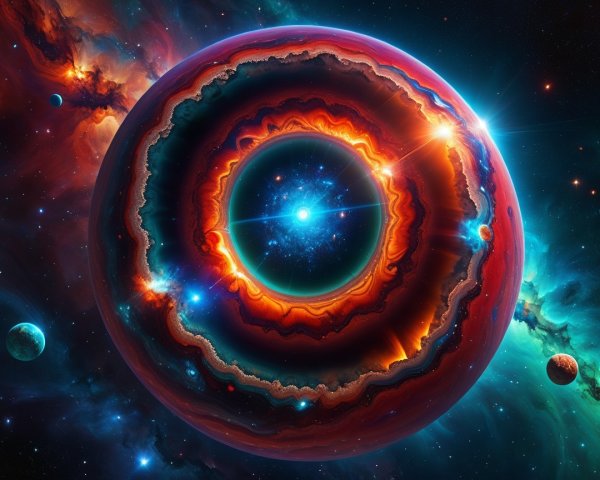Vibrant Cosmic Scene with Central Orb and Stars