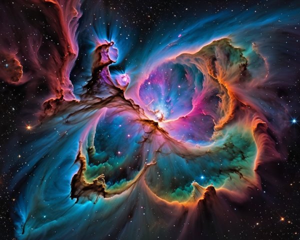 Vibrant Cosmic Scene with Nebulae and Stars