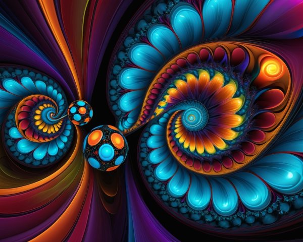 Vibrant Abstract Composition with Swirling Patterns