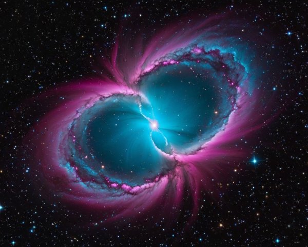 Vibrant Nebula with Blue and Pink Swirling Colors