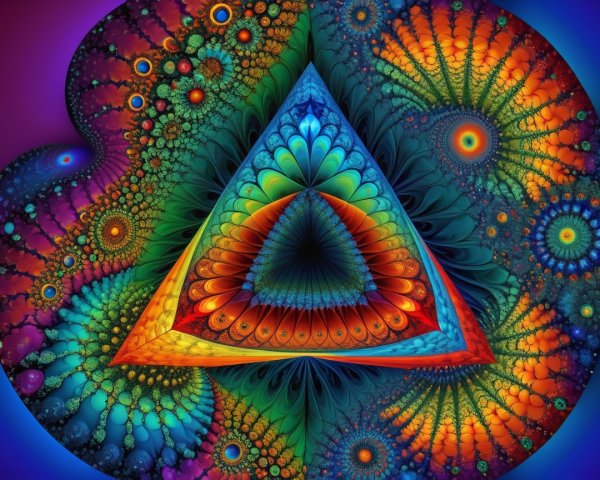 Vibrant Triangular Motif with Swirling Color Patterns