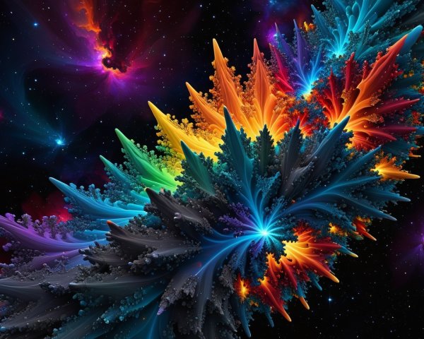 Colorful Fractal Pattern Resembling a Spiral Galaxy