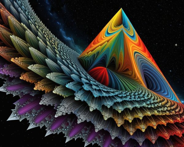Vibrant Rainbow Fractal Wave with Intricate Textures