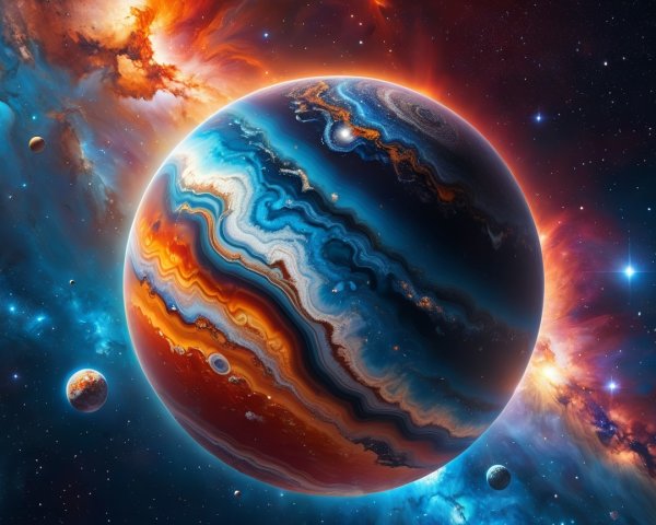Vibrant Planet with Colorful Cosmic Background