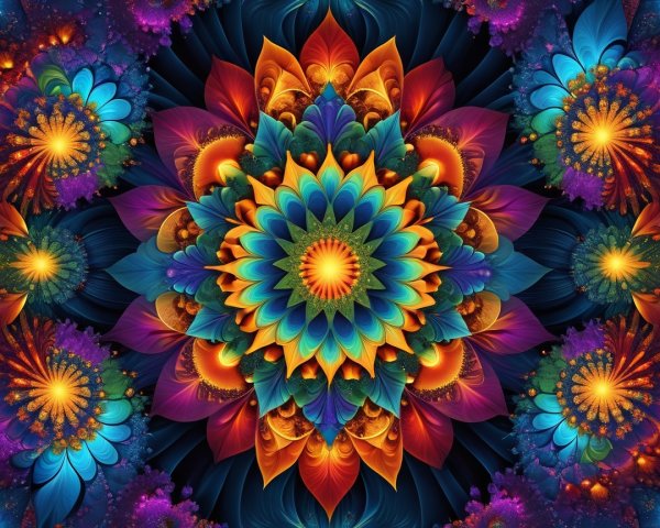 Vibrant Mandala Design with Colorful Floral Elements
