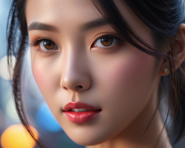 Close-Up Portrait of a Young Woman with Flawless Skin