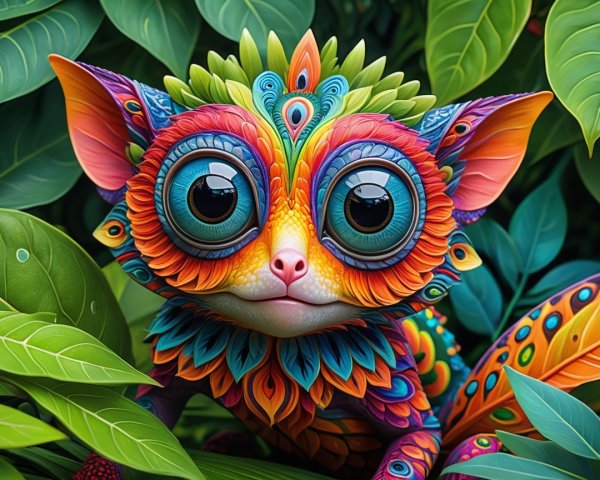 Vibrant Creature Among Lush Jungle Foliage