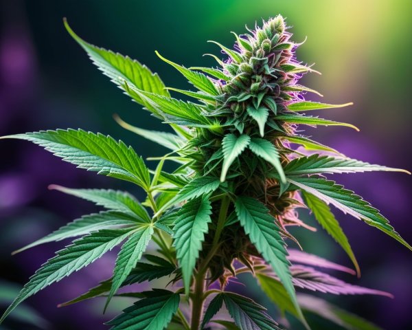 Close-Up of a Healthy Cannabis Plant with Bud Details