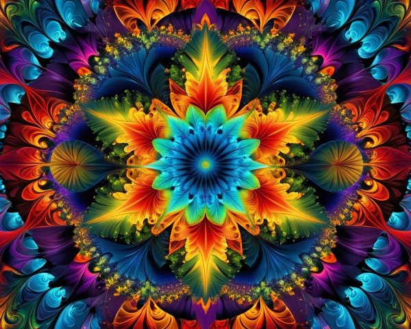 Vibrant Intricate Mandala with Colorful Floral Design