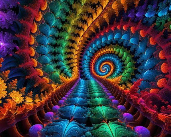 Vibrant Fractal Design with Spiral Pattern and Colors