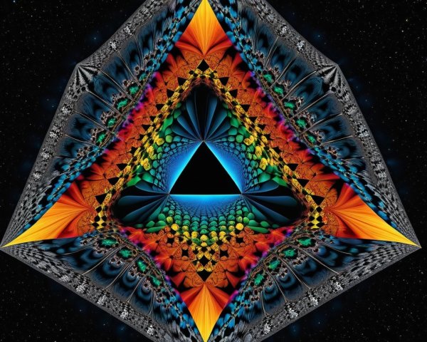 Intricate Digital Fractal Art with Tetrahedron Design