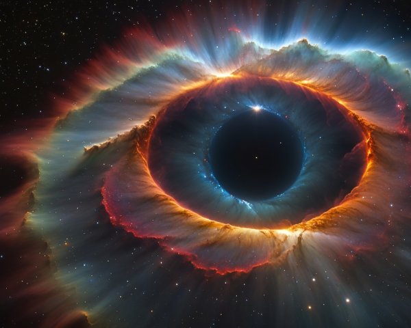 Cosmic Scene of a Giant Eye Surrounded by Gas Clouds