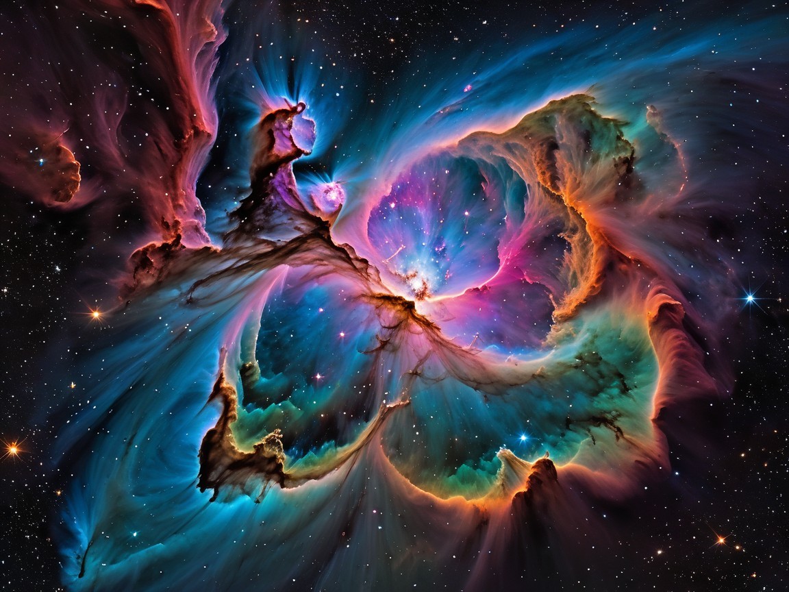 Vibrant Cosmic Scene with Nebulae and Stars