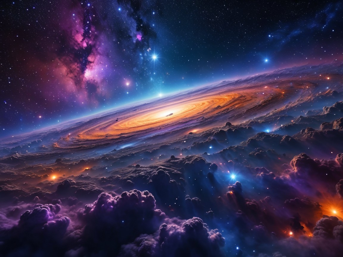 Vibrant Galaxy with Swirling Arms and Bright Stars