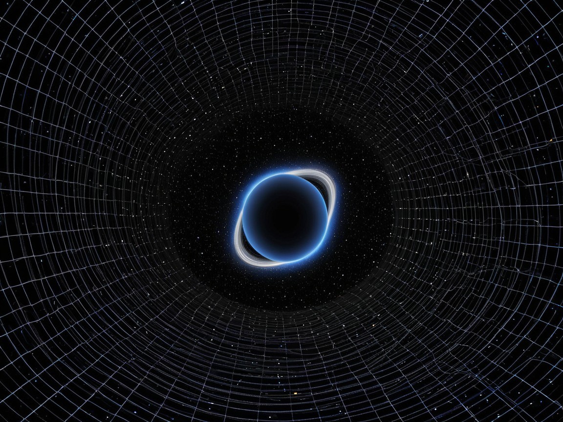 Black Hole with Luminous Blue Halo in Space Visualization