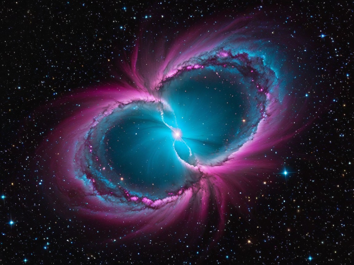 Vibrant Nebula with Blue and Pink Swirling Colors