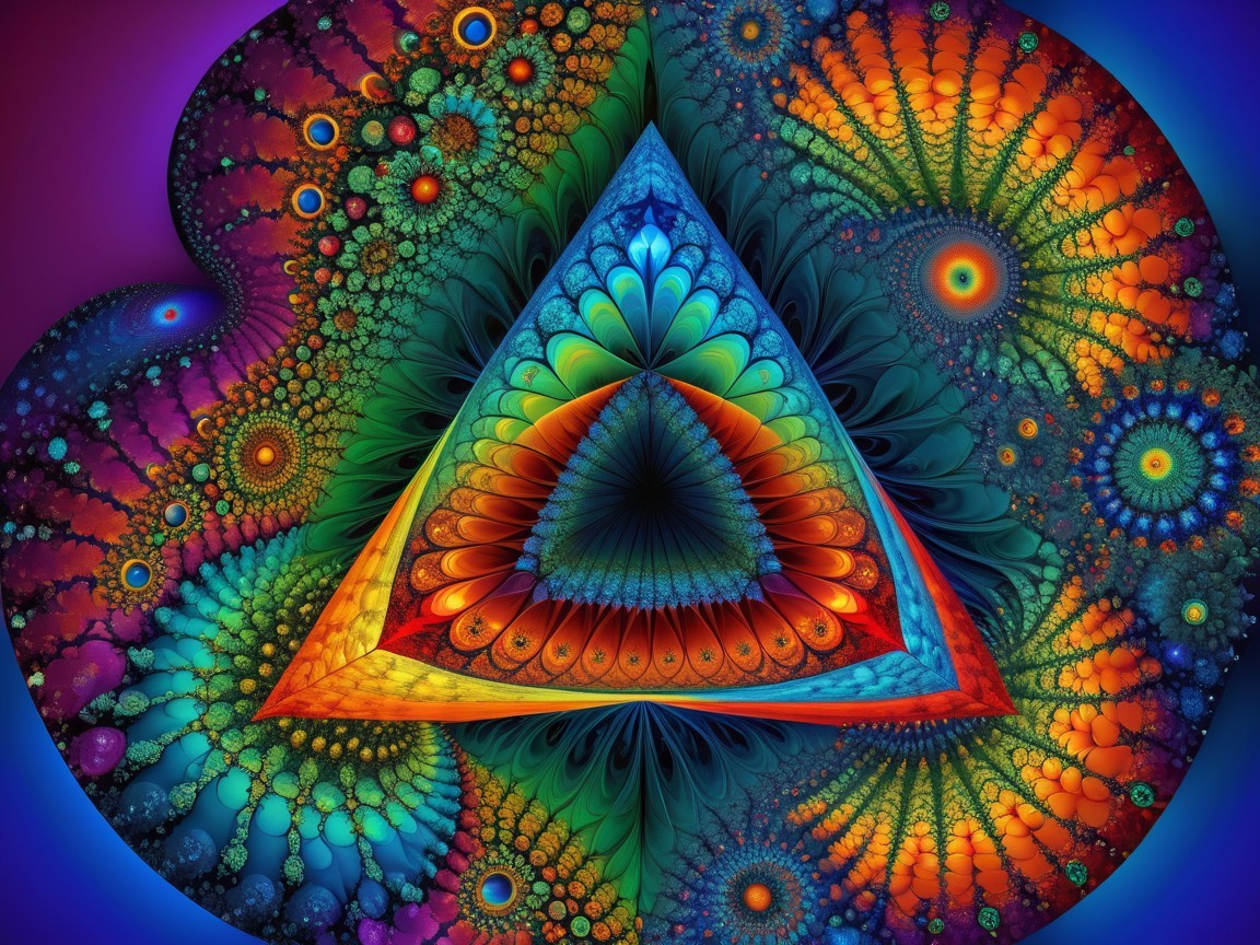 Vibrant Triangular Motif with Swirling Color Patterns