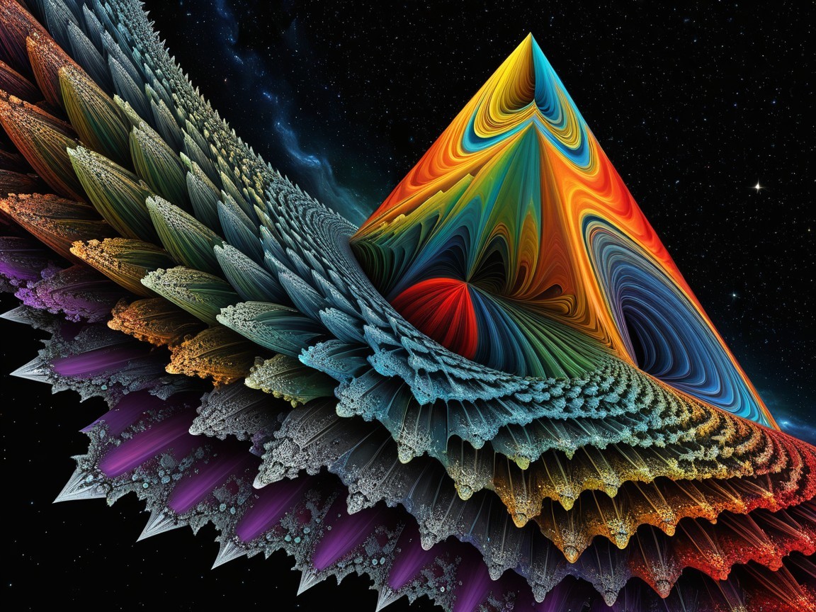 Vibrant Rainbow Fractal Wave with Intricate Textures