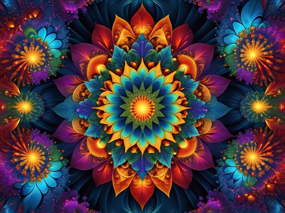 Vibrant Mandala Design with Colorful Floral Elements