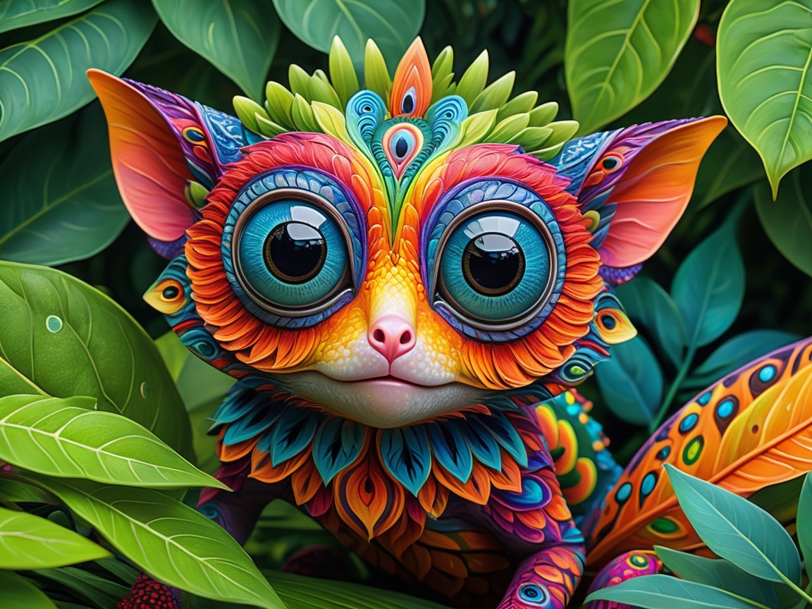 Vibrant Creature Among Lush Jungle Foliage