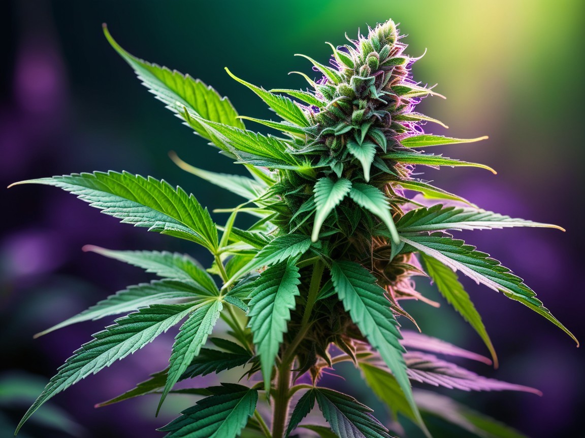 Close-Up of a Healthy Cannabis Plant with Bud Details