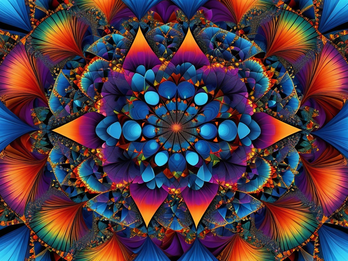 Vibrant Digital Artwork with Kaleidoscopic Patterns