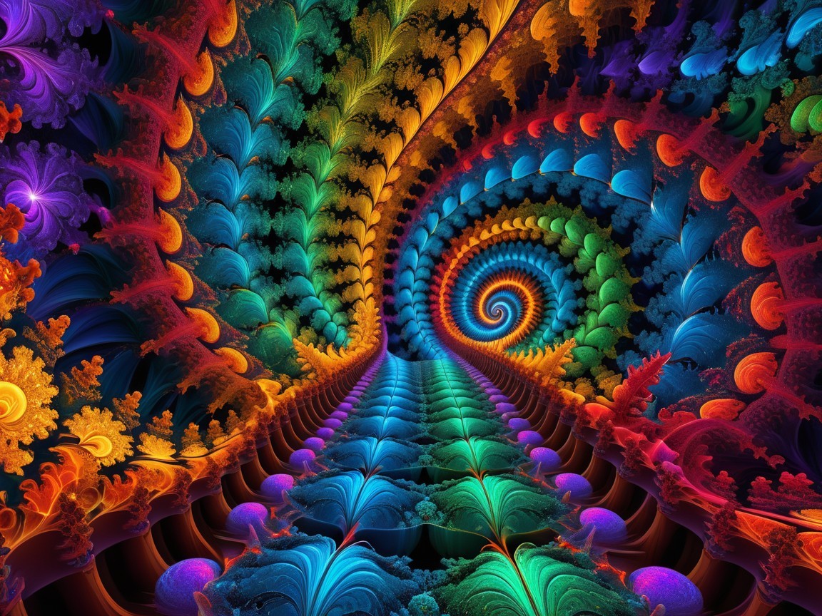 Vibrant Fractal Design with Spiral Pattern and Colors