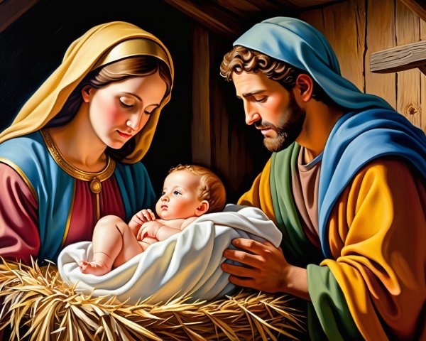 Nativity Scene with Mary, Joseph, and Baby Jesus