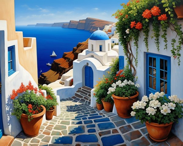 Santorini's Whitewashed Buildings and Scenic Cliffs