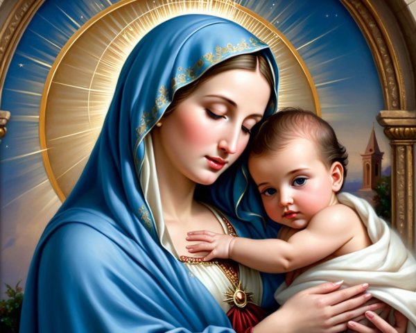 Iconic Madonna and Child with Serene Expression