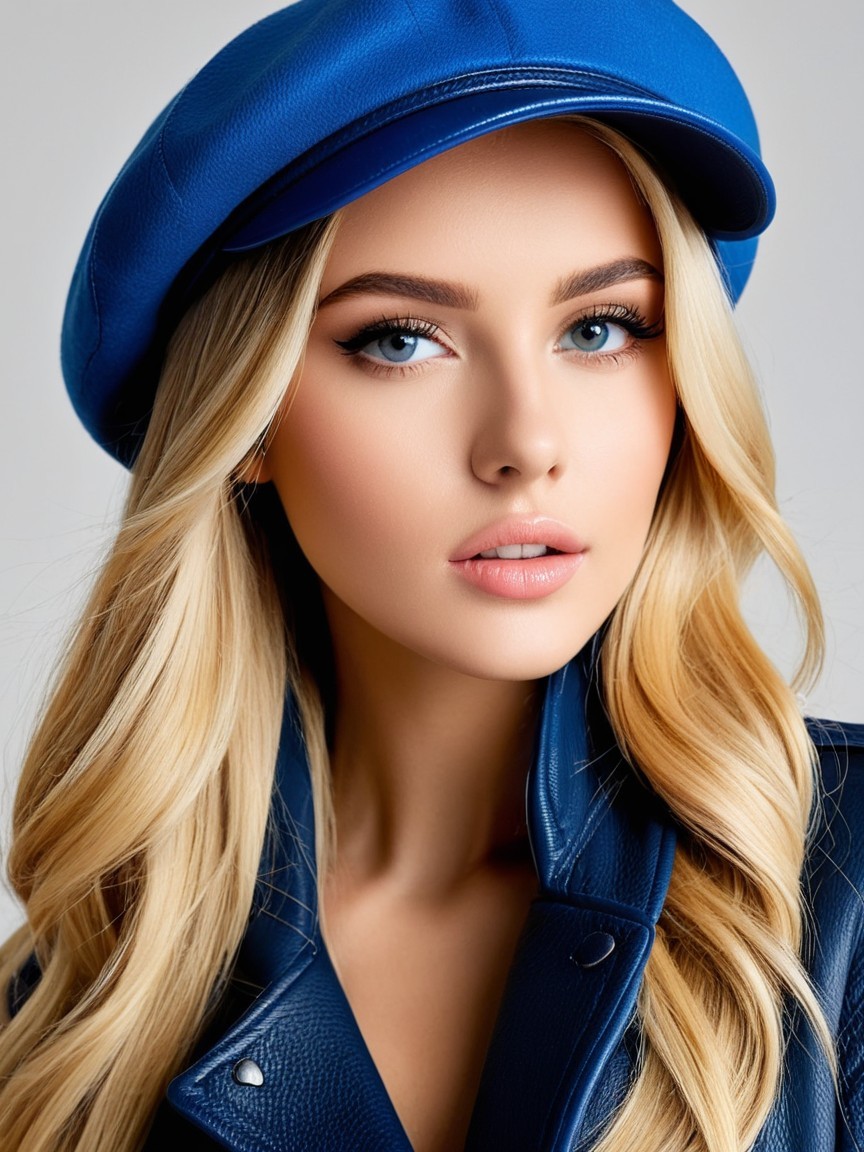 Close-Up Portrait of a Young Woman in Blue Outfit