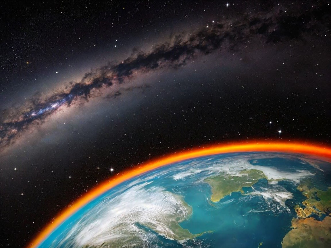 Earth's Vibrant Oceans and Green Landmasses from Space
