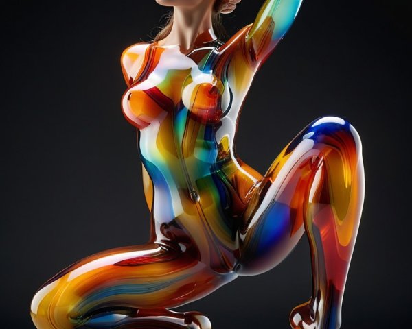 Colorful Liquid Bodysuit with Vibrant Swirls