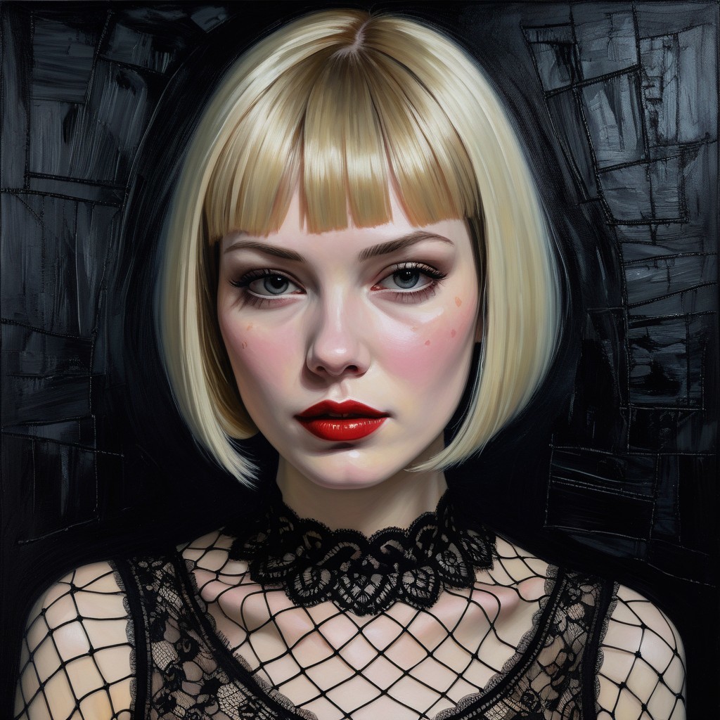 Portrait of a young woman with blonde bob hairstyle