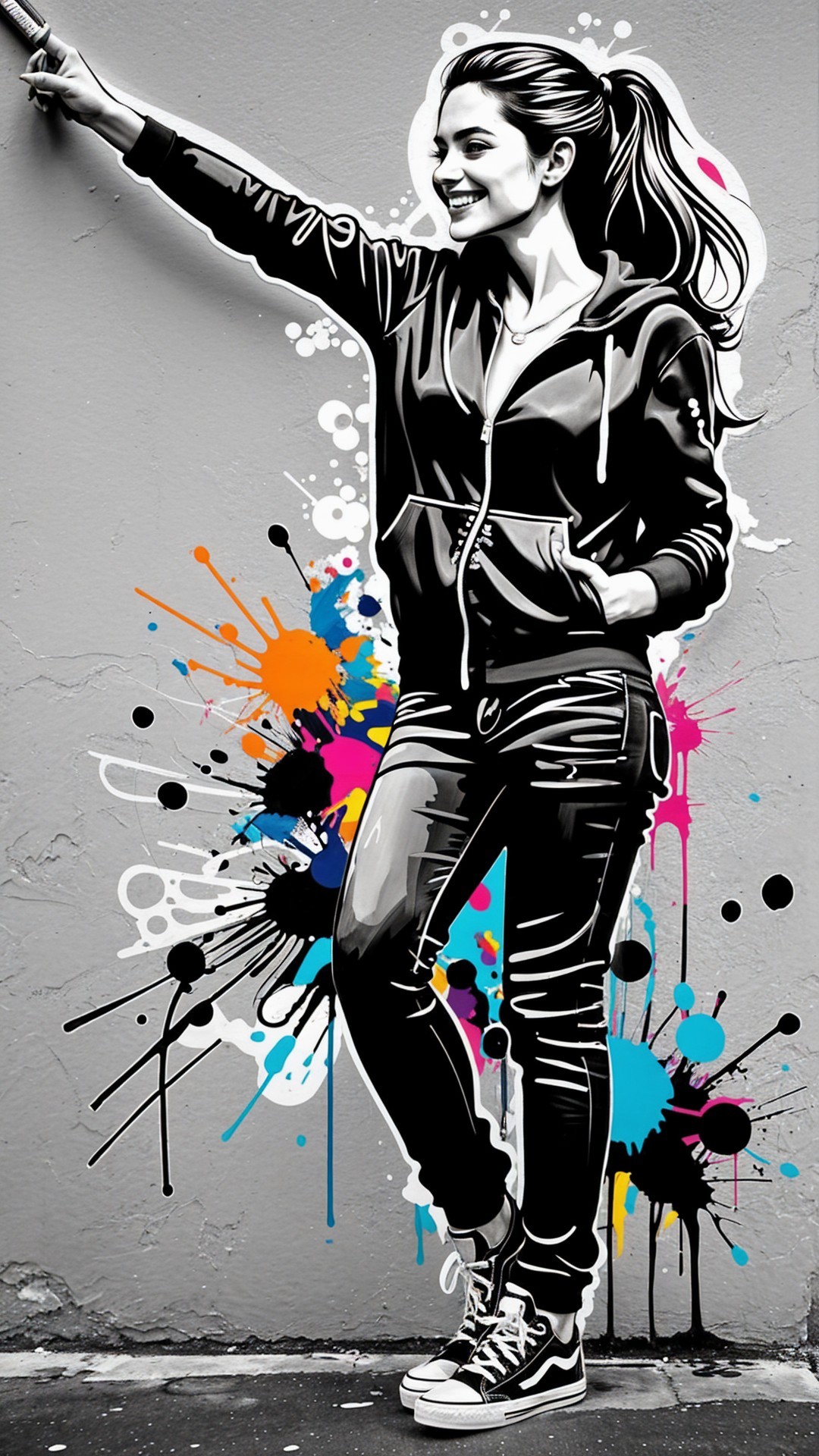 Vibrant Street Art Mural of a Young Woman