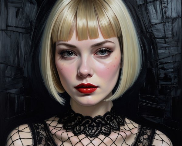 Portrait of a young woman with blonde bob hairstyle