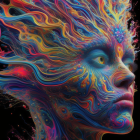 Surreal Portrait of a Woman with Colorful Patterns