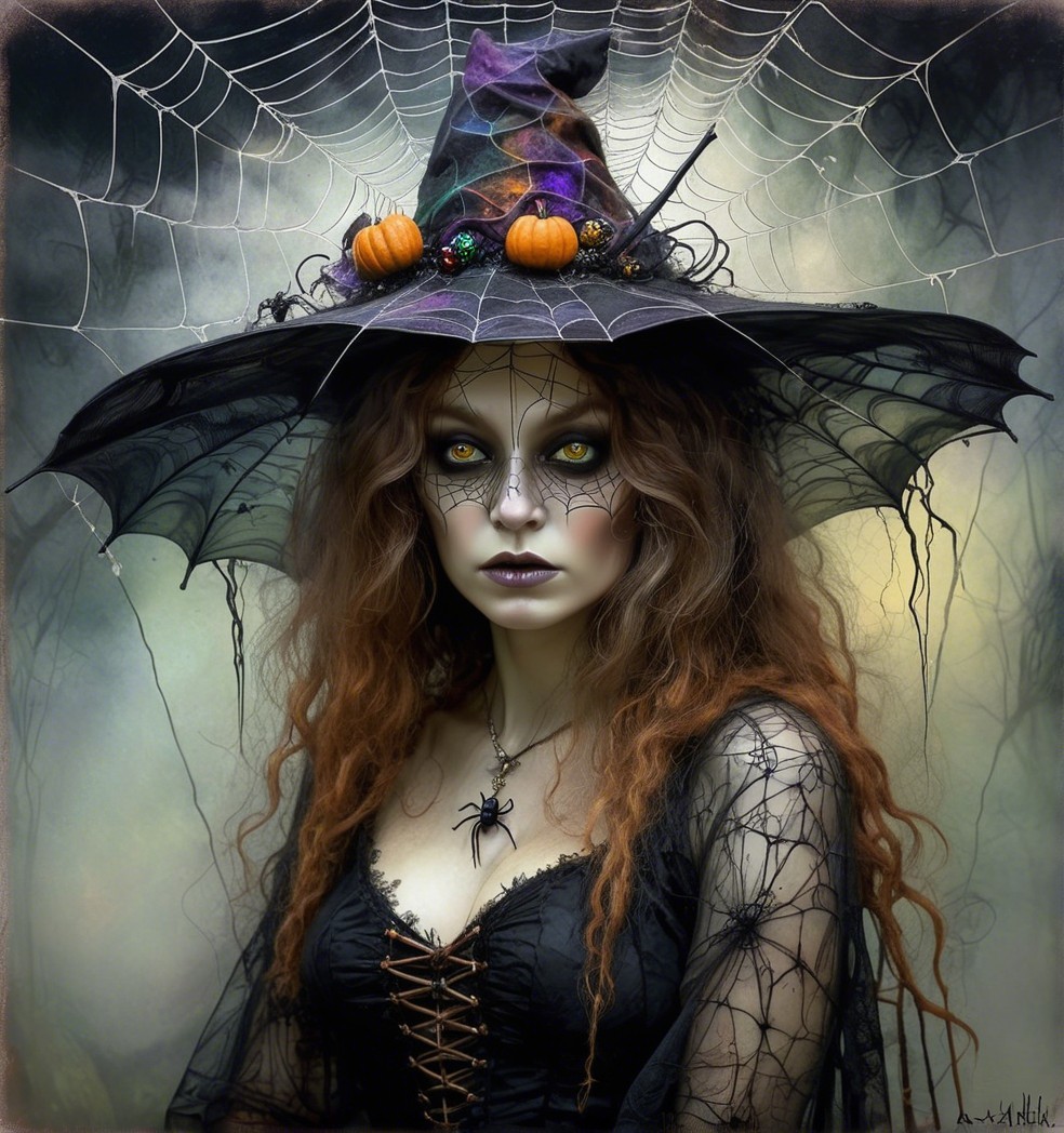 Mysterious Witch in Enchanting Forest Setting