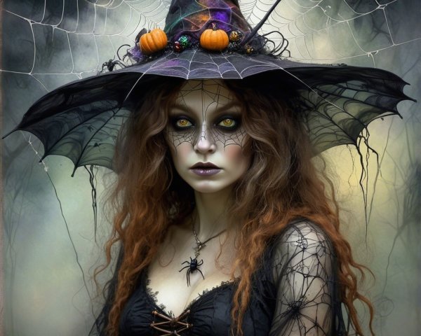 Mysterious Witch in Enchanting Forest Setting