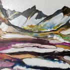 Winter Landscape with Blue Cottage and Reflective River