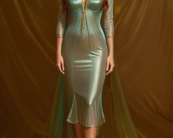 Stylish Mannequin in Mint Green Evening Gown